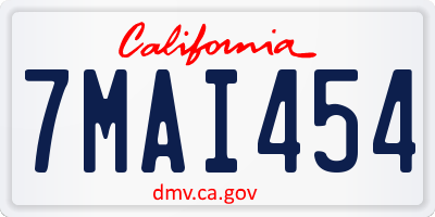 CA license plate 7MAI454