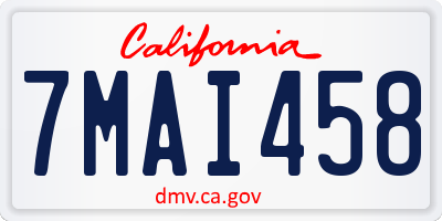 CA license plate 7MAI458