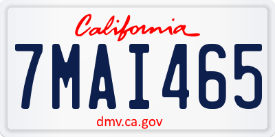 CA license plate 7MAI465