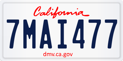CA license plate 7MAI477