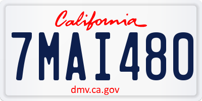 CA license plate 7MAI480
