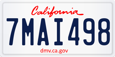 CA license plate 7MAI498