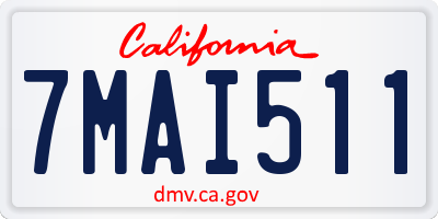 CA license plate 7MAI511