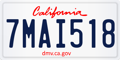 CA license plate 7MAI518