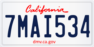 CA license plate 7MAI534