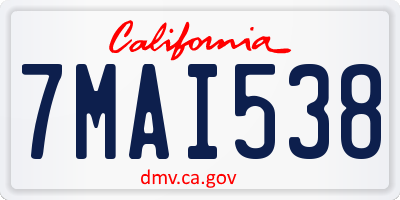 CA license plate 7MAI538