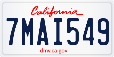 CA license plate 7MAI549