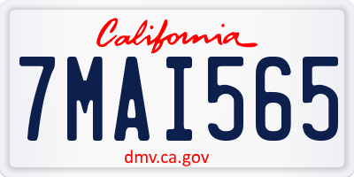 CA license plate 7MAI565
