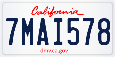 CA license plate 7MAI578