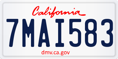 CA license plate 7MAI583