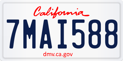 CA license plate 7MAI588