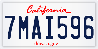 CA license plate 7MAI596