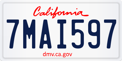 CA license plate 7MAI597