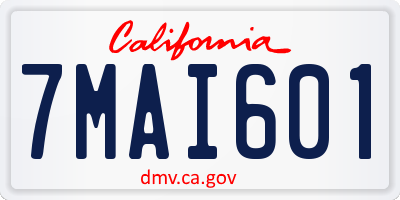CA license plate 7MAI601