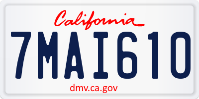 CA license plate 7MAI610