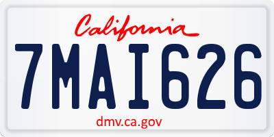 CA license plate 7MAI626