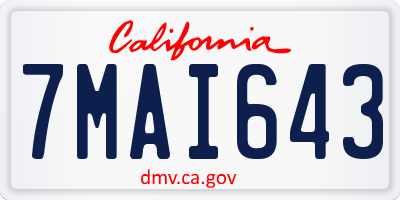 CA license plate 7MAI643