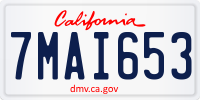 CA license plate 7MAI653