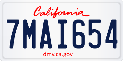 CA license plate 7MAI654