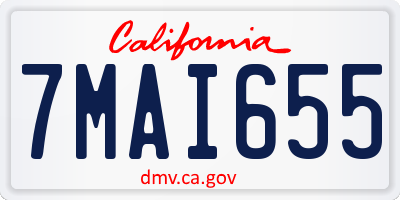 CA license plate 7MAI655