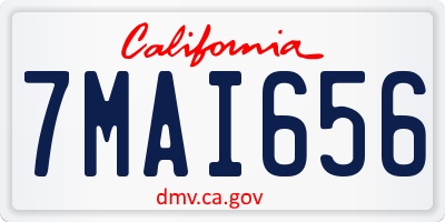 CA license plate 7MAI656
