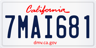 CA license plate 7MAI681