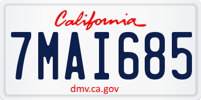 CA license plate 7MAI685