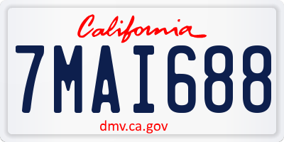 CA license plate 7MAI688