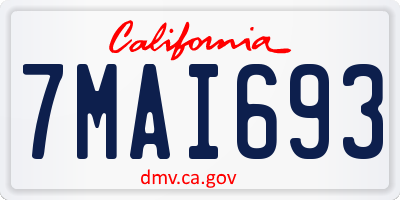 CA license plate 7MAI693