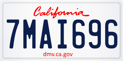 CA license plate 7MAI696
