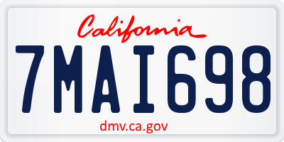 CA license plate 7MAI698