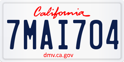 CA license plate 7MAI704