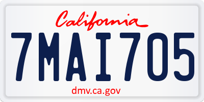 CA license plate 7MAI705