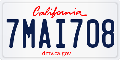CA license plate 7MAI708