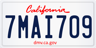 CA license plate 7MAI709