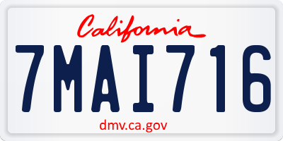 CA license plate 7MAI716