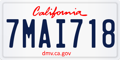 CA license plate 7MAI718