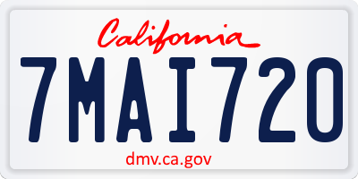 CA license plate 7MAI720