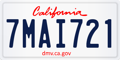 CA license plate 7MAI721