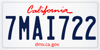 CA license plate 7MAI722