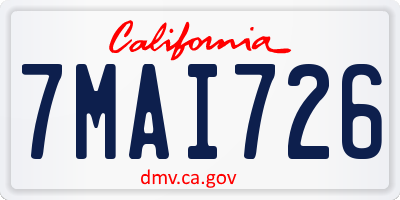 CA license plate 7MAI726