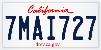 CA license plate 7MAI727