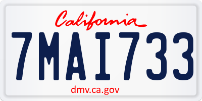 CA license plate 7MAI733