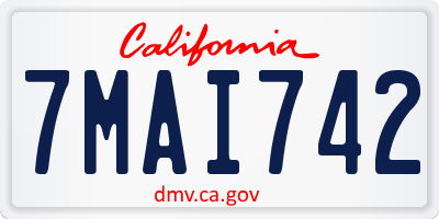 CA license plate 7MAI742