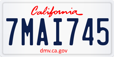 CA license plate 7MAI745