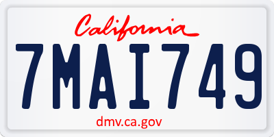 CA license plate 7MAI749