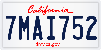 CA license plate 7MAI752