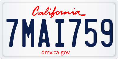 CA license plate 7MAI759