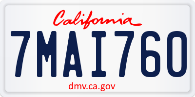 CA license plate 7MAI760