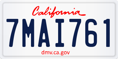 CA license plate 7MAI761